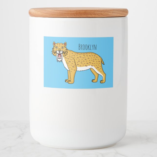 Rótulo Para Comida Ilustração de tigre com dentes de Saber (Frente)