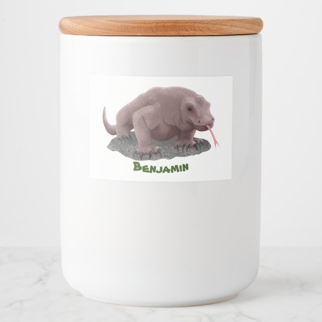 Rótulo Para Comida Ilustração do dragão Komodo (Frente)