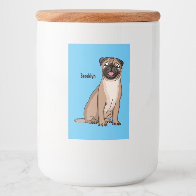 Rótulo Para Comida Imagem de desenho animado de cachorro feliz e engr (Frente)