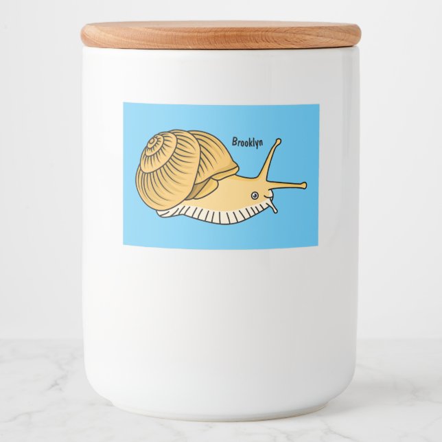 Rótulo Para Comida Imagem de desenho animado de caracol amarelo-bonit (Frente)
