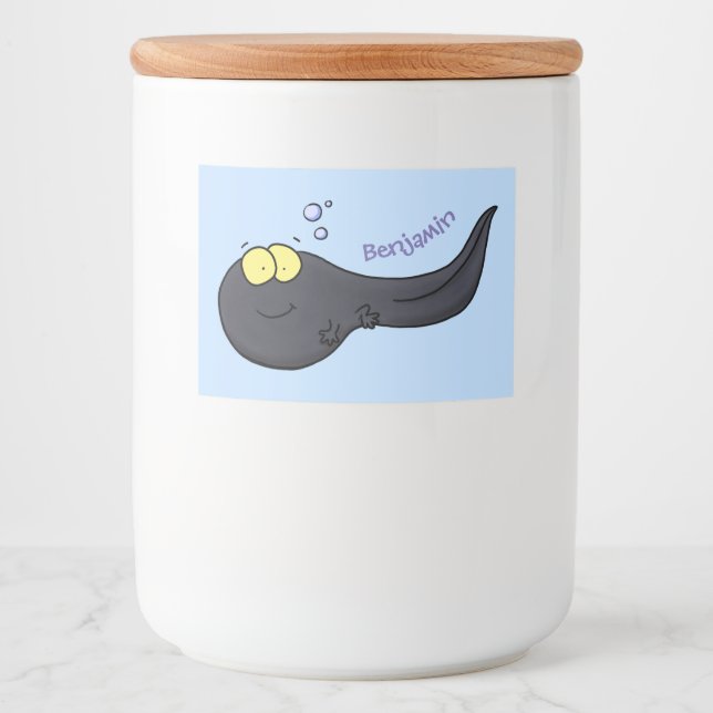 Rótulo Para Comida Imagem de desenho animado de girino divertido (Frente)