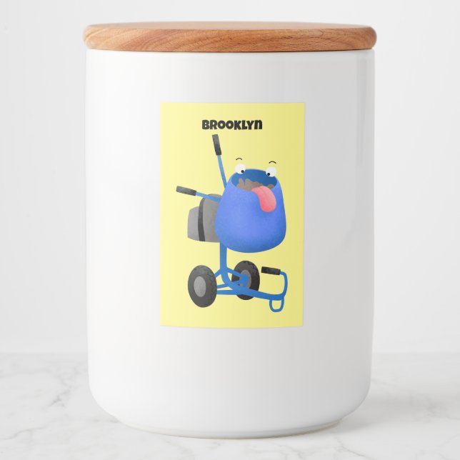 Rótulo Para Comida Imagem de desenho animado de misturador azul engra (Frente)