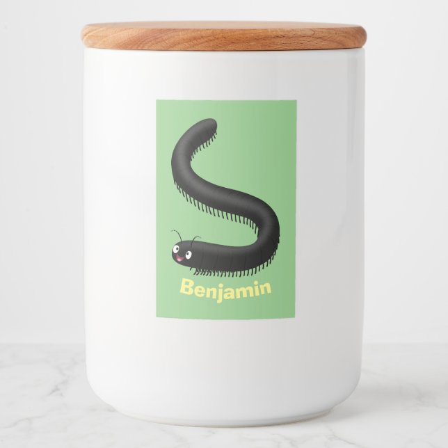 Rótulo Para Comida Imagem de desenho em forma de milipede (Frente)