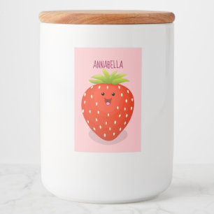 Rótulo Para Comida Imagem de desenhos animados de morango kawaii