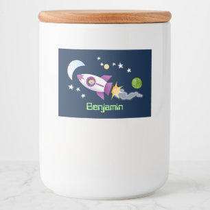 Rótulo Para Comida Imagem de um foguete em cartoon espacial