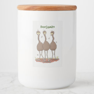 Rótulo Para Comida Imagem engraçada do desenho animado emu trio aust