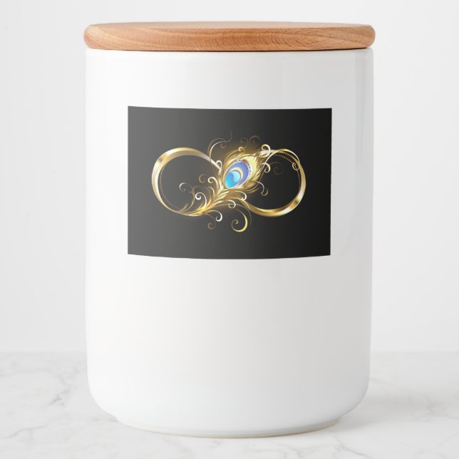 Rótulo Para Comida Infinidade com a pena Pavão de Ouro (Frente)