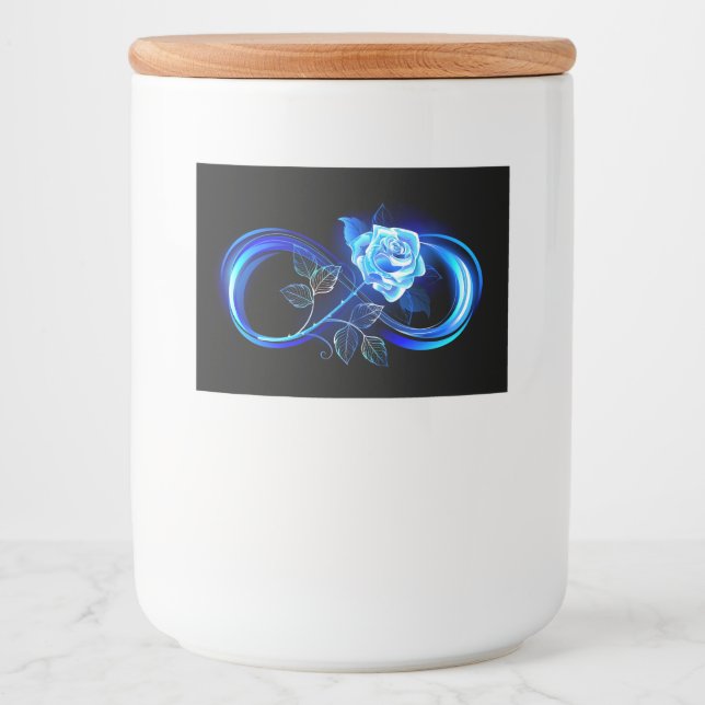 Rótulo Para Comida Infinito brilhante com rosa azul (Frente)