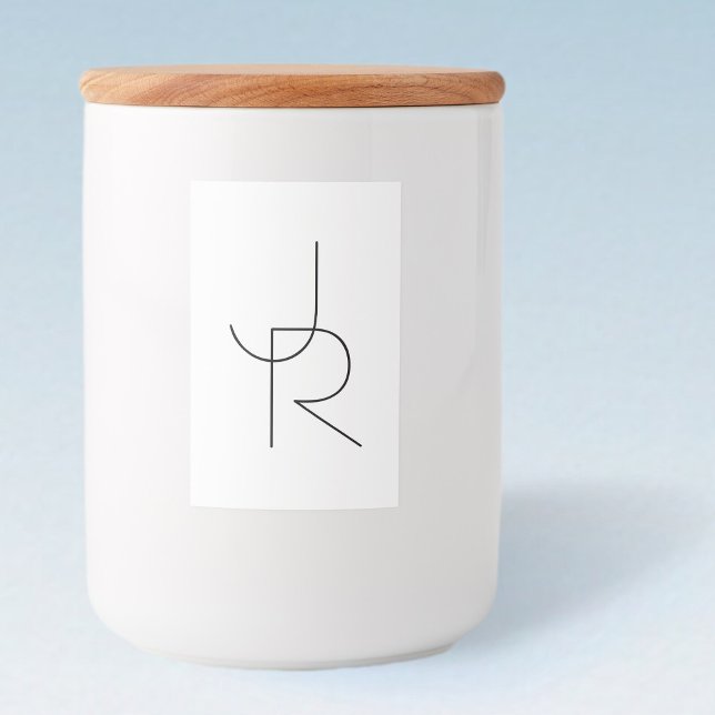 Rótulo Para Comida Iniciais Sobrepostos | Preto em branco (Criador carregado)