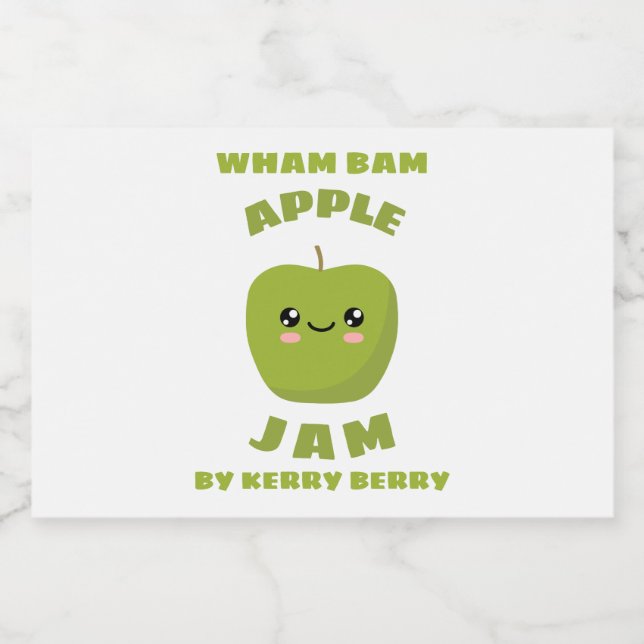 Rótulo Para Comida Kawaii Apple Jam (Rótulo Único)