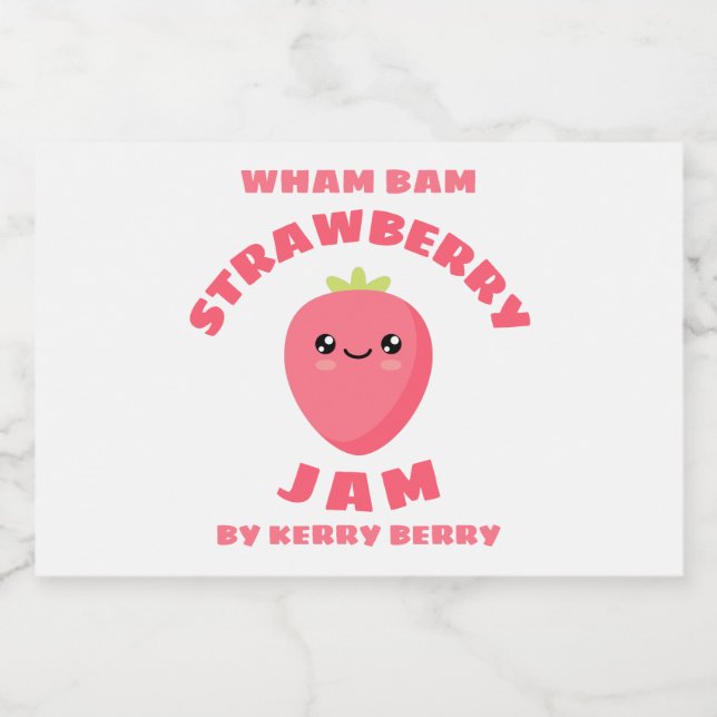 Rótulo Para Comida Kawaii Strawberry Jam (Rótulo Único)