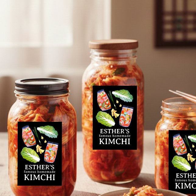Rótulo Para Comida Kimchi Ingredients Watercolor HOMEMADE Custom  (Kimchi Ingredients Watercolor HOMEMADE Custom Food Label
)
