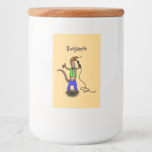 Rótulo Para Comida Lagarto engraçado cantando com desenho de microfon