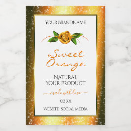 Rótulo Para Comida Laranja Brilhante White Product Labels Rosa Flower