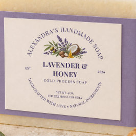 Rótulo Para Comida Lavender Honey Handmade Soap Business Logo Label