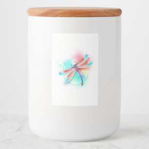 Rótulo Para Comida libélula vermelha sobre fundo de aquarela