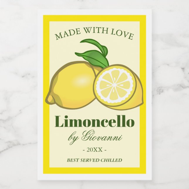 Rótulo Para Comida Licor de Limoncello | Limoncino Limões (Rótulo Único)