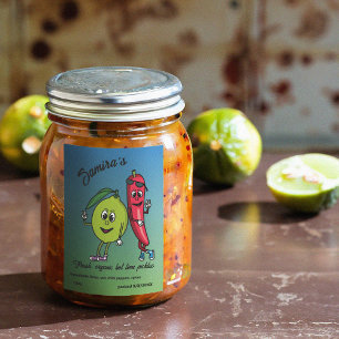 Rótulo Para Comida Limão e Pepper Pals Picles Engraçados de Limão de