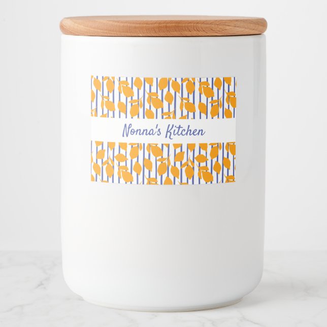 Rótulo Para Comida Limões de cozinha italianos modernos personalizado (Frente)