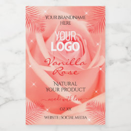 Rótulo Para Comida Logotipo de Folhas de Palm Folm Rosa Rosa Rosa Ros