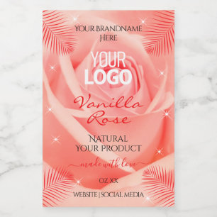 Rótulo Para Comida Logotipo de Folhas de Palm Folm Rosa Rosa Rosa Ros