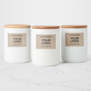 Rótulo Para Comida Logotipo Empresarial Simples de Papel Marrom Kraft