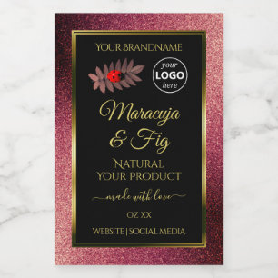Rótulo Para Comida Logotipo Ladybug da Burgundy Glitter Black Product