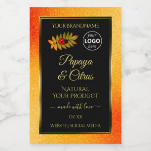 Rótulo Para Comida Logotipo Ladybug do produto preto-brilhante laranj