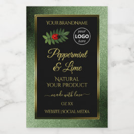 Rótulo Para Comida Logotipo Ladybug do produto preto brilhante verde