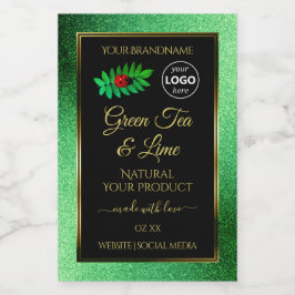 Rótulo Para Comida Logotipo Ladybug do produto preto brilhante verde