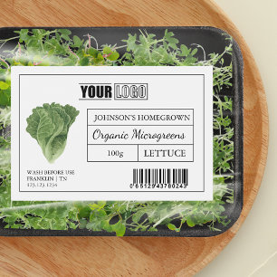 Rótulo Para Comida Logotipo Personalizado e Microgreens de Alfaces de