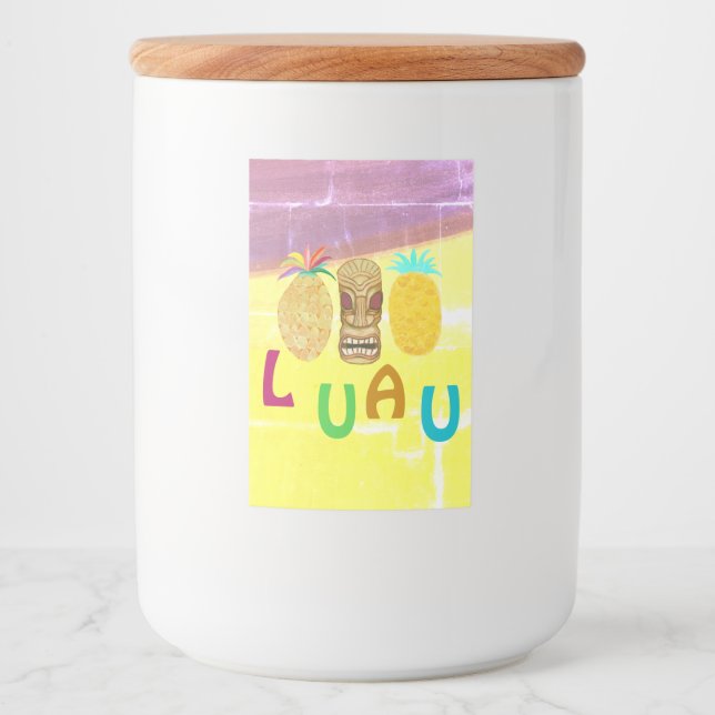 Rótulo Para Comida Luau Tiki de Abacaxi de Verão (Frente)