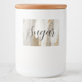 Rótulo Para Comida Luxury Marble Dourada Traça branca e cinza