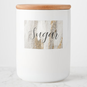 Rótulo Para Comida Luxury Marble Dourada Traça branca e cinza