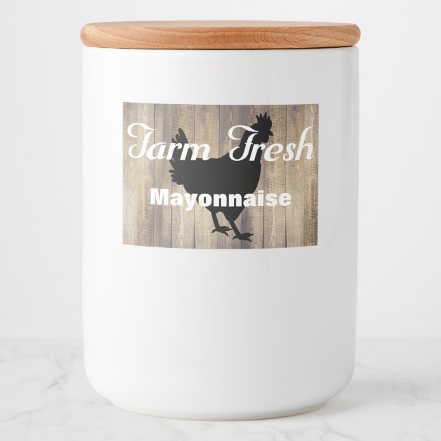 Rótulo Para Comida Madeira fresca de galinha e galinha, Fazenda russa (Frente)