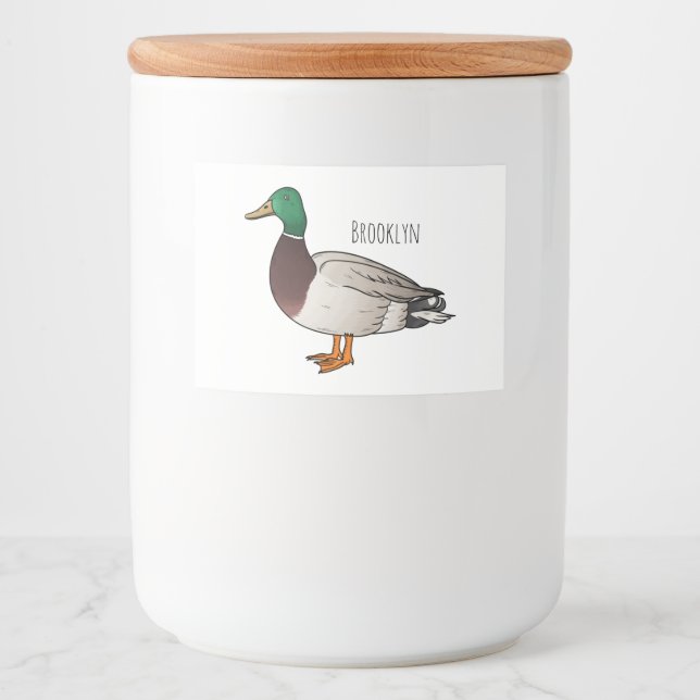 Rótulo Para Comida Mallard duck cartoon illustration  (Frente)