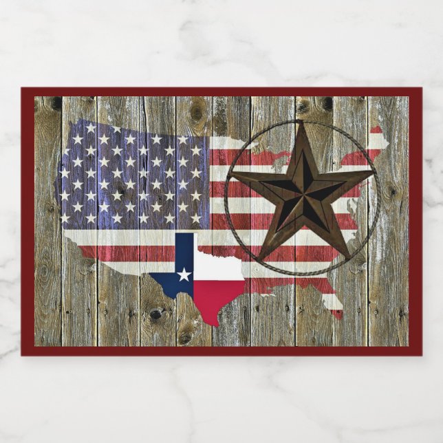 Rótulo Para Comida Mapa de Sinalizador do Estado do Texas Lone Star (Rótulo Único)
