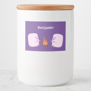 Rótulo Para Comida Marshmallows cor-de-rosa por cartoon de fogo de ac