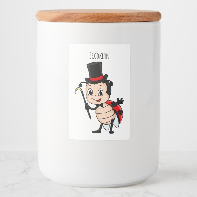 Rótulo Para Comida Meninada bonita com chapéu de cima e desenho de gr (Frente)
