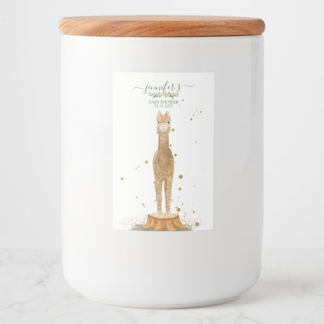 Rótulo Para Comida Mesa de Comida de Chá de Bebê de Alpaca (Frente)