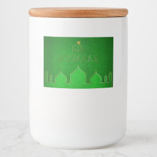 Rótulo Para Comida Mesquita do ouro verde de Eid Mubarak