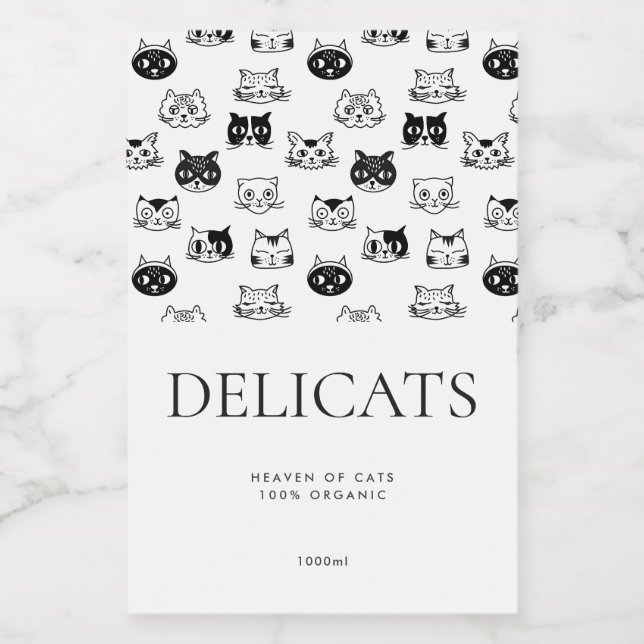 Rótulo Para Comida Mínimo Moderno Produto Pet de Cachorro Preto (Rótulo Único)