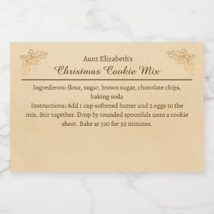Rótulo Para Comida Mistura de Bolinhos de Natal Personalizada Holly
