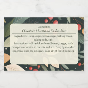 Rótulo Para Comida Mistura de Bolos de Natal Folhas e Bagas Modernas