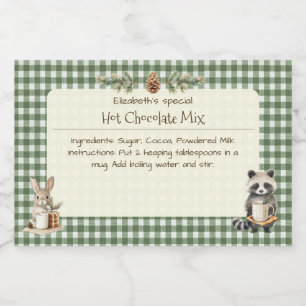 Rótulo Para Comida Mistura de Cacau Quente de Natal Animais Pequenos 