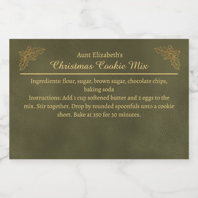 Rótulo Para Comida Mistura Personalizada de Biscoitos de Natal Verde (Rótulo Único)