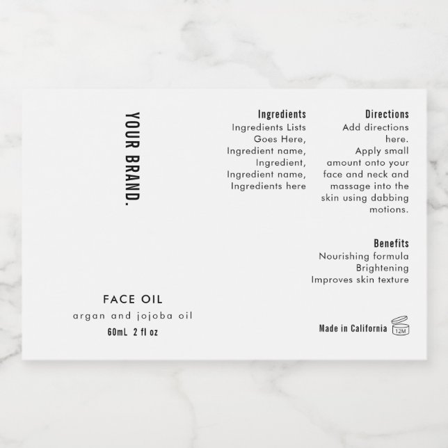 Rótulo Para Comida Modern 2oz Dropper Bottle Waterproof Label (Rótulo Único)