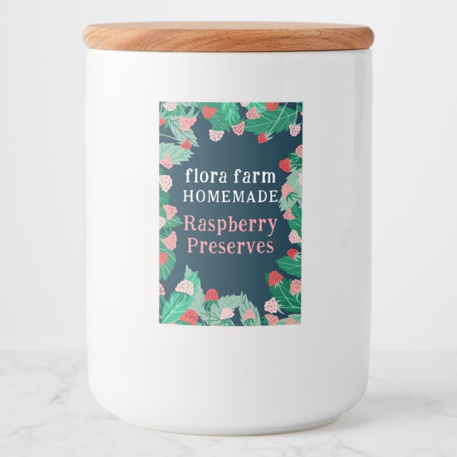 Rótulo Para Comida Moldura de framboesa Geleia Caseira Personalizada (Frente)