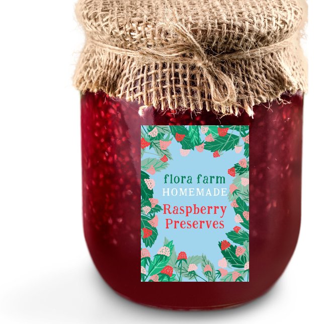 Rótulo Para Comida Moldura de framboesa Geleia Caseira Personalizada (Raspberry Frame Custom Homemade Jam Jelly Food Label
)