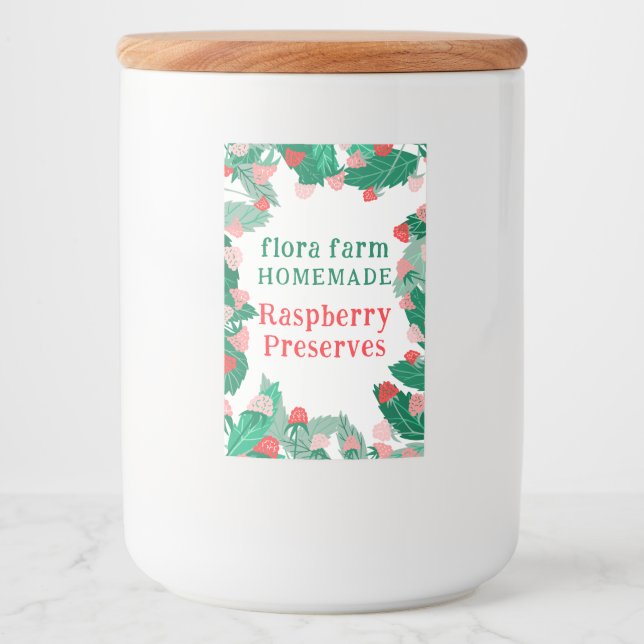 Rótulo Para Comida Moldura de framboesa Geleia caseira personalizada (Frente)